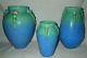 # 1 Mint Antique 9 Roseville Blue Topeo Art Deco Pottery Vase Buttress Handle