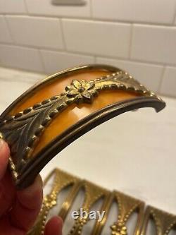 11 Antique Waterfall Drawer Pulls VTG Art Deco knobs Bakelite Butterscotch MCM