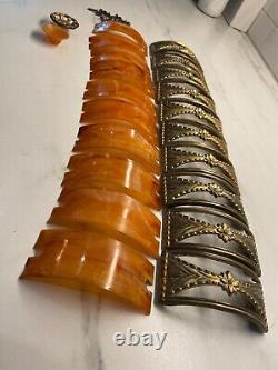 11 Antique Waterfall Drawer Pulls VTG Art Deco knobs Bakelite Butterscotch MCM