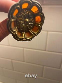 11 Antique Waterfall Drawer Pulls VTG Art Deco knobs Bakelite Butterscotch MCM