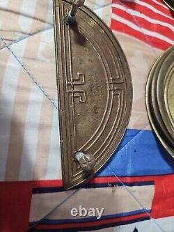 11 Vintage Art Deco brass handle pull drawer half moon Mandarin Dresser N14955