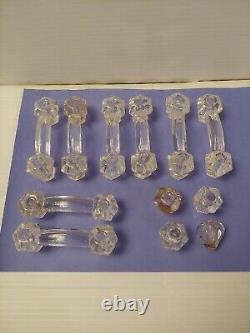 12 Antique Art Deco Clear Glass Drawer or Cabinet Handle Pull