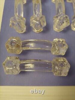 12 Antique Art Deco Clear Glass Drawer or Cabinet Handle Pull