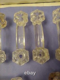 12 Antique Art Deco Clear Glass Drawer or Cabinet Handle Pull