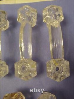 12 Antique Art Deco Clear Glass Drawer or Cabinet Handle Pull