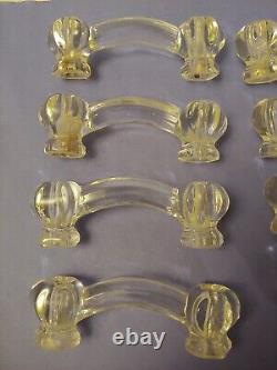 12 Antique Art Deco Clear Glass Drawer or Cabinet Handle Pull