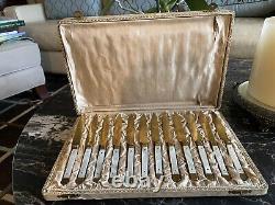 12 Antique French ART DECO 6.5L Pearl Handled Fruit/Dessert Knives withPresentBox