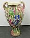 17 Large Vintage Hand Painted Floral Vase Double Handle Stunning Flowers