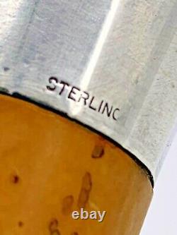 1920 Art Deco Swing Sterling Handle Maple Body Walking Stick Cane