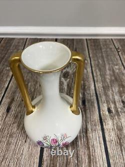 1920 TAC Trenton Pottery Company Art Deco Gold Handle Flora Vase 7 3/4 Tall
