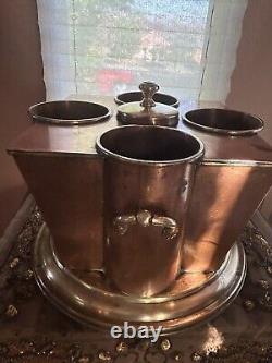 1920's Art Deco Copper & Brass Wine Cooler Bucket 4 Bottle Ice Chiller