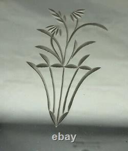 1920s ART DECO ETCHED MIRROR PLATEAU BASKET Flowers W AMBER Bakelite Handles