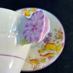 1920s Star Paragon England PANSY FLOWER HANDLE BLACKBERRY Art Deco Cup Saucer