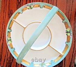 1923 Max Roesler German Art Deco Pastel Butterfly Chip/Dip Plate withHandle, 9-1/4