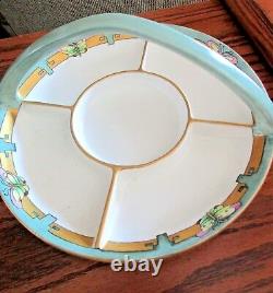 1923 Max Roesler German Art Deco Pastel Butterfly Chip/Dip Plate withHandle, 9-1/4