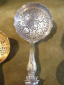 1925 French sterling silver (handles) 2 sugar sifter spoons art deco st