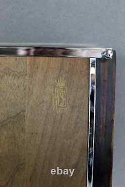 1930's Art Deco English Regent of London Mirrored Cocktail Trays Rosewood Trim