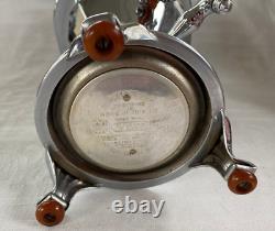 1930's Manning Bowman Coffee Perculator Set Sugar Creamer & Tray WithAgate Handles