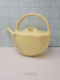 1930s Vintage HALL Basket Teapot 0512P Yellow & Gold Novelty Art Deco