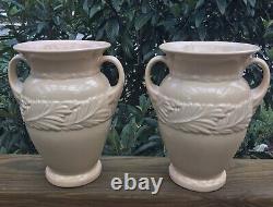 1940s Abingdon Pottery Art Deco Acanthus Leaf Vase, a Pair