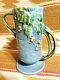 1940s Roseville Art Pottery Vase Blue Bushberry 2 Twig Handles 32-7 Mint Perfct