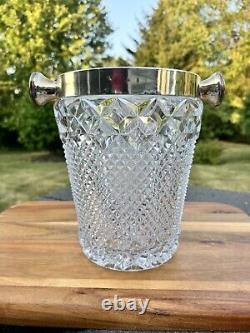 1950s VSL Art Deco Cut Crystal and Champagne Bucket Belgium 9.5 Heavy 9.6 Lb