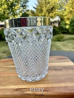 1950s VSL Art Deco Cut Crystal and Champagne Bucket Belgium 9.5 Heavy 9.6 Lb