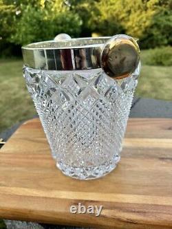 1950s VSL Art Deco Cut Crystal and Champagne Bucket Belgium 9.5 Heavy 9.6 Lb