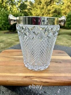 1950s VSL Art Deco Cut Crystal and Champagne Bucket Belgium 9.5 Heavy 9.6 Lb