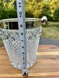 1950s VSL Art Deco Cut Crystal and Champagne Bucket Belgium 9.5 Heavy 9.6 Lb