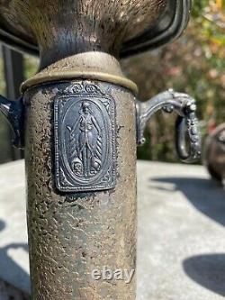 2 Vintage Art Deco Nouveau Hammered SilverCraft Dragon Handle Lady Candle Holder