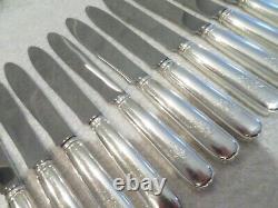 20th c french 950 silver (handles) 12 dinner knives Tetard Frères art deco st
