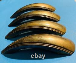 3 5/8Centers SET 4 Brass Antique Art Deco Atomic Drawer Pull Cabinet Handle