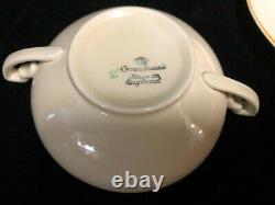 3 English Art Deco Crown Ducal double handled cream soup bowls With saucers
