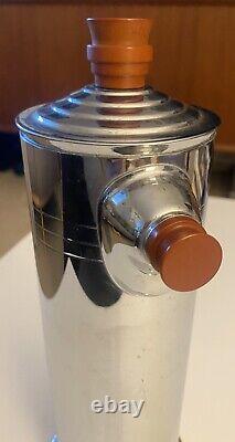 30's Art Deco Chrome Butterscotch Bakelite Handle, Finial, Spout Cocktail Shaker