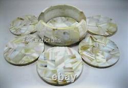 4.5 Inches Mother of Pearl Tea Coaster Set Random Art Office Table Master Piece