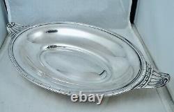 631g Antique French Handle Dish Bowl Silver Plate Vintage Art Deco Server Tray