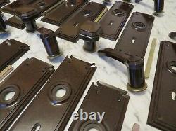 7 sets 1930s Brown Bakelite Door Handles lock key hand plate art deco lever knob