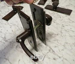 7 sets 1930s Brown Bakelite Door Handles lock key hand plate art deco lever knob