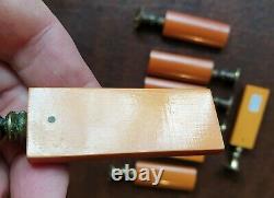 8 Art Deco Phenolic Amber Butterscotch Bakelite Drawer Dresser Pull Handle Knob
