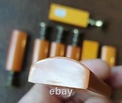 8 Art Deco Phenolic Amber Butterscotch Bakelite Drawer Dresser Pull Handle Knob