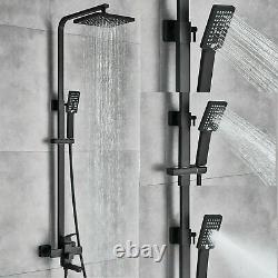 8 Black Wall Mount Rain Shower Set Combo & Handle Shower & Tub Filler Mixer Tap