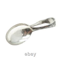 925 Sterling Silver Antique Art Deco July & Daisy Curved Handle Baby Spoon