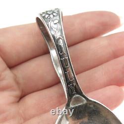 925 Sterling Silver Antique Art Deco July & Daisy Curved Handle Baby Spoon