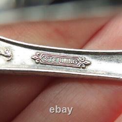 925 Sterling Silver Antique Art Deco July & Daisy Curved Handle Baby Spoon