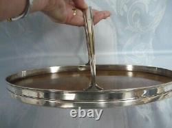 ANTIQUE TIFFANY & CO 1915 DECO STERLING & WOOD BAR TRAY withHANDLE & GLASS INSERT