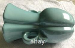 AQUA Glazed VASE, 2 Handle, Art DECO STYLE, 9H x 6W at top