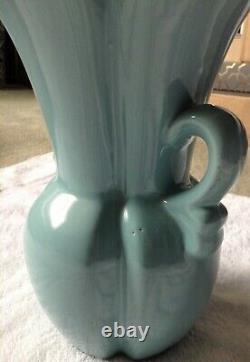 AQUA Glazed VASE, 2 Handle, Art DECO STYLE, 9H x 6W at top