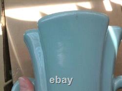 AQUA Glazed VASE, 2 Handle, Art DECO STYLE, 9H x 6W at top