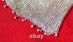 ART DECO 10 1/2 Antique Sterling Silver Mesh Purse withDouble Paperclip Strap